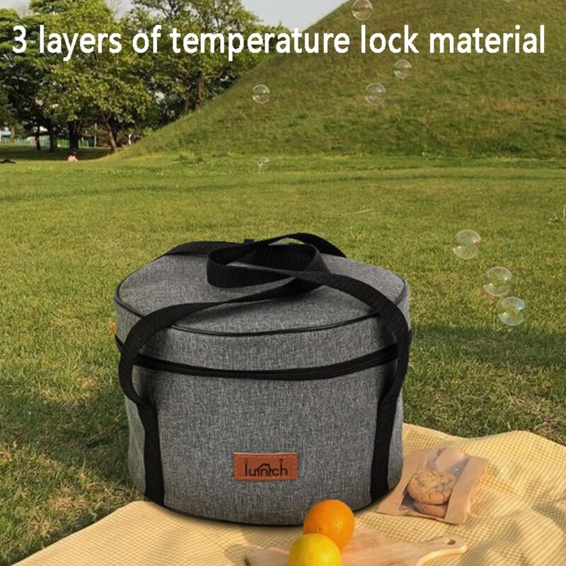 Okrugla torba za pohranu za kampiranje, torbica za posuđe, termo torba za svježinu hrane za ručak, piknik košara, sklopive izolirane torbe