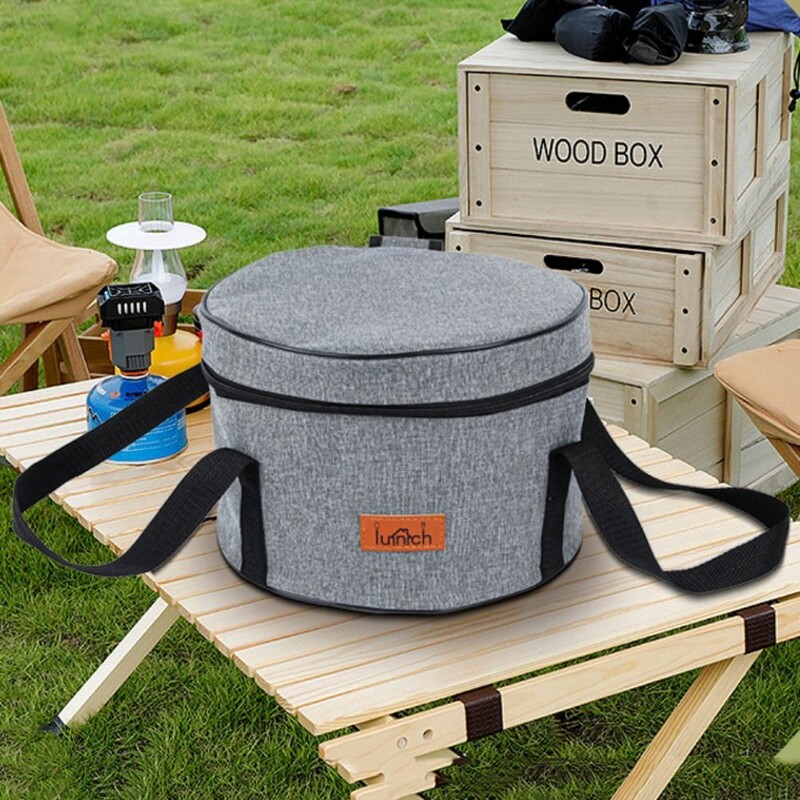 Okrugla torba za pohranu za kampiranje, torbica za posuđe, termo torba za svježinu hrane za ručak, piknik košara, sklopive izolirane torbe