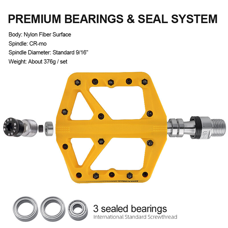 MZYRH velosipēda pedāļa neilona 3 gultņu velosipēdu pedāļi īpaši vieglie pretslīdes ceļu MTB pedāļa ūdensnecaurlaidīgas velosipēdu daļas