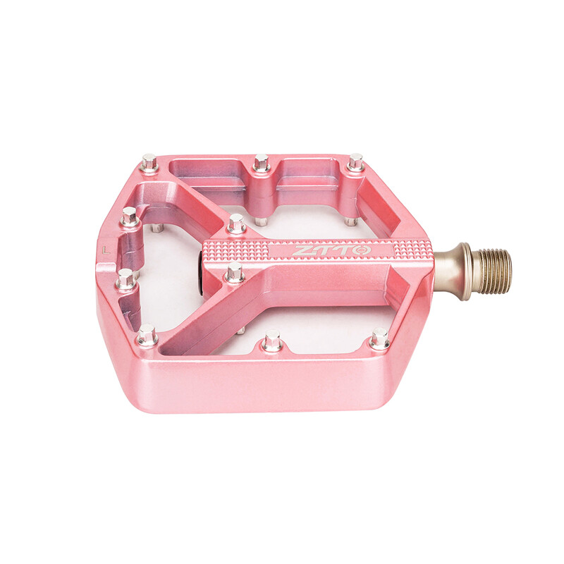 ZTTO MTB šosejas velosipēds CNC alumīnija sakausējuma plakanā pedāļa rozā daļas gludi gultņi 9/16 vītne, liela platība, spēcīgas satvēriena pedāļi