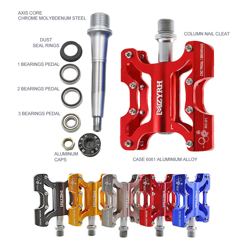 MZYRH velosipēdu pedāļi īpaši vieglie pretslīdes CNC BMX MTB šosejas velosipēdu pedāļi riteņbraukšana 3 noslēgti gultņu pedāļi velosipēdu daļas MZ-715