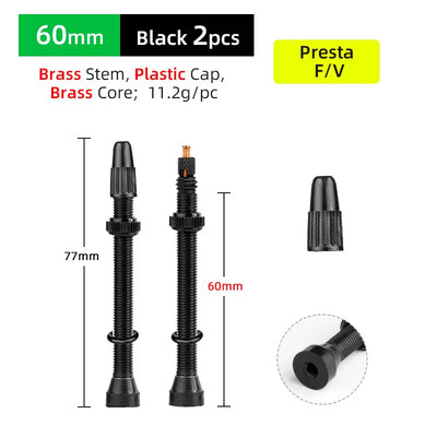 Deemount cestovna MTB guma bez zračnice Presta ventil 40/60 mm mesingani aluminijski F/V zračni ventil, 2 KOM. jezgre, uklonjive mlaznice, dio bicikla