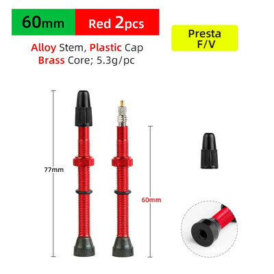 Deemount cestovna MTB guma bez zračnice Presta ventil 40/60 mm mesingani aluminijski F/V zračni ventil, 2 KOM. jezgre, uklonjive mlaznice, dio bicikla
