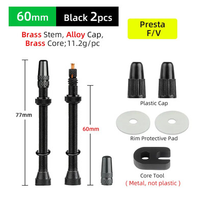 Deemount cestovna MTB guma bez zračnice Presta ventil 40/60 mm mesingani aluminijski F/V zračni ventil, 2 KOM. jezgre, uklonjive mlaznice, dio bicikla