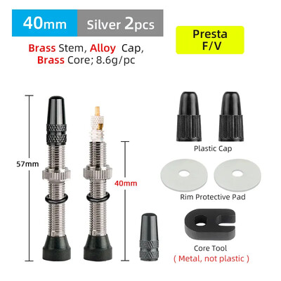 Deemount cestovna MTB guma bez zračnice Presta ventil 40/60 mm mesingani aluminijski F/V zračni ventil, 2 KOM. jezgre, uklonjive mlaznice, dio bicikla