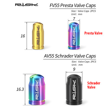 RISK Велосипедна гума Presta Schrader Комплект капачки на клапани Титаниева сплав Велосипед FV55 AV55 Френско-американски клапан Прахов капак Гаечен ключ Инструмент