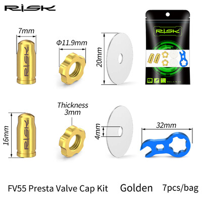 RISK velosipēda riepas Presta Schrader vārstu vāciņu komplekts titāna sakausējuma velosipēdam FV55 AV55 franču amerikāņu vārsta putekļu vāka uzgriežņu atslēgas rīks