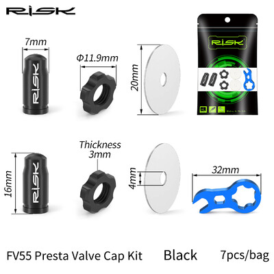 RISK velosipēda riepas Presta Schrader vārstu vāciņu komplekts titāna sakausējuma velosipēdam FV55 AV55 franču amerikāņu vārsta putekļu vāka uzgriežņu atslēgas rīks