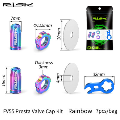 RISK velosipēda riepas Presta Schrader vārstu vāciņu komplekts titāna sakausējuma velosipēdam FV55 AV55 franču amerikāņu vārsta putekļu vāka uzgriežņu atslēgas rīks