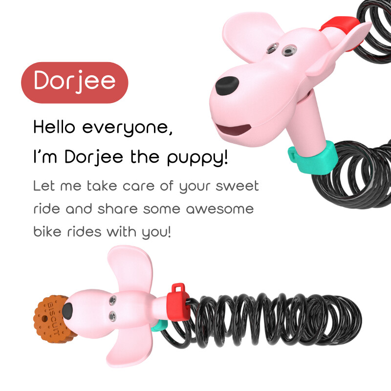 SUSEMSE Jauka suņa formas velosipēda slēdzene kalnu un šosejas velosipēdam, bērnu velosipēdam, velosipēdu piederumi ar 2 cepumu atslēgām, pretaizdzīšanas velosipēda slēdzene