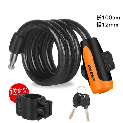 100cm velosipēda slēdzene pretaizdzīšanas kalnu ceļu velosipēda stiepļu ķēdes atslēga atslēgas drošība pretaizdzīšanas jostas stiprinājuma kronšteins velosipēda slēdzene