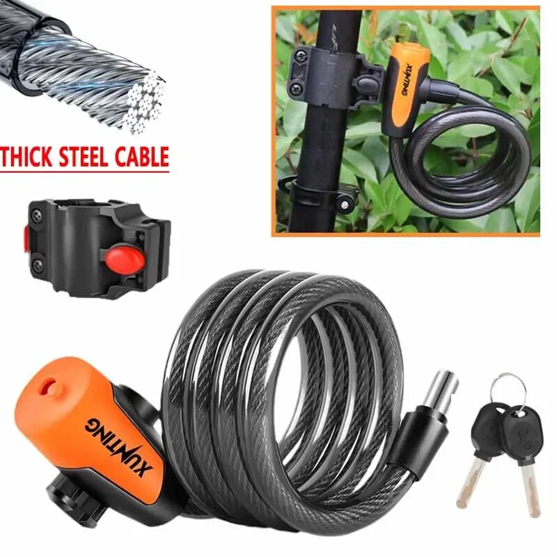 100cm velosipēda slēdzene pretaizdzīšanas kalnu ceļu velosipēda stiepļu ķēdes atslēga atslēgas drošība pretaizdzīšanas jostas stiprinājuma kronšteins velosipēda slēdzene