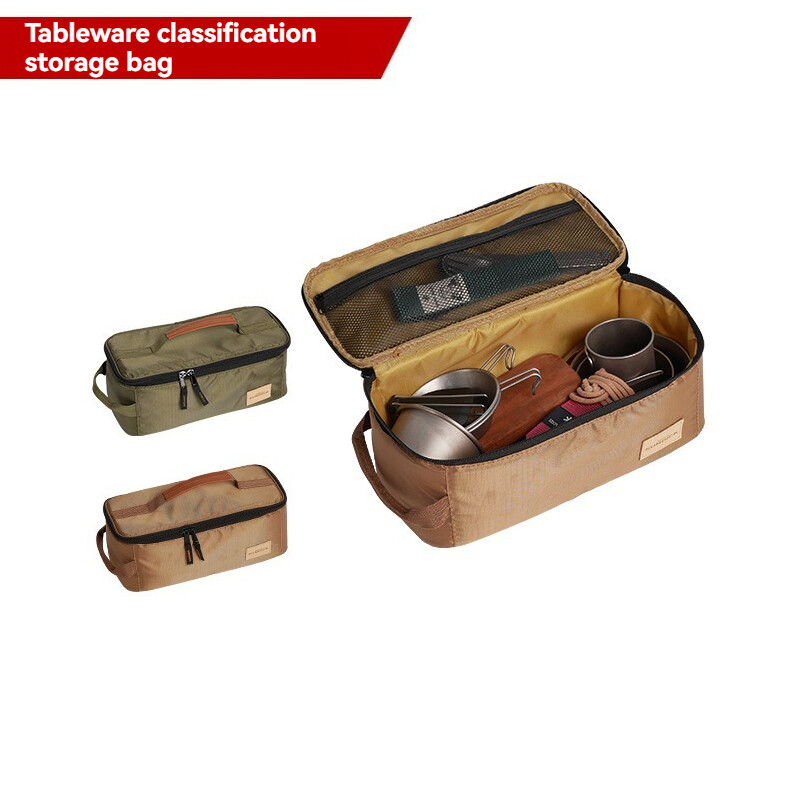 Kempinga soma galda piederumu maisiņš Lielas ietilpības galda piederumu rokassomiņa Pārnēsājama āra piknika soma ceļojumu piederumiem