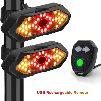 Semnalizator pentru bicicletă Lumină spate Telecomandă Lumini pentru bicicletă LED, reîncărcabilă prin USB, Lampă pentru bicicletă, Lampă de avertizare fără fir pentru bicicletă