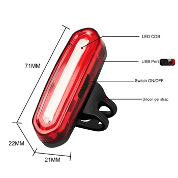 Задни светлини за нощно колоездене Външен акцент USB зареждане Планински светодиодни предупредителни светлини за велосипеди Задна лампа Аксесоари за велосипеди