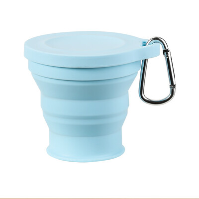 Šalica za vodu od 180 ml, sklopiva s poklopcem, prijenosna kava za putovanja na otvorenom, čaj za piće, teleskopska, 1 kom sklopivi mini silikonski pribor