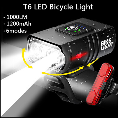 NOU Lumină LED pentru bicicletă 1000LM USB Reîncărcabilă Afișaj de putere MTB Mountain Road Bike Lampă frontală Lanternă Echipament de ciclism