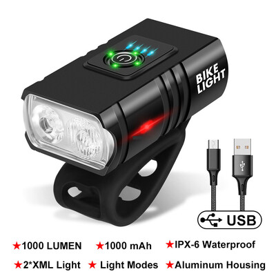 JAUNS LED velosipēda apgaismojums 1000LM USB uzlādējams barošanas displejs MTB kalnu šosejas velosipēda priekšējais lukturis lukturītis riteņbraukšanas aprīkojums
