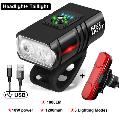 JAUNS LED velosipēda apgaismojums 1000LM USB uzlādējams barošanas displejs MTB kalnu šosejas velosipēda priekšējais lukturis lukturītis riteņbraukšanas aprīkojums
