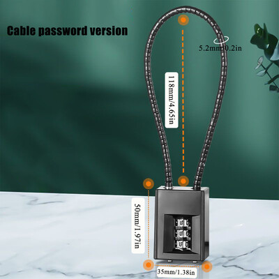 3 skaitmenų kombinuotas užraktas, kombinuotas kabelio užraktas – įbrėžimams atspari dažų apdaila, skirta namų užrakinti ir saugai