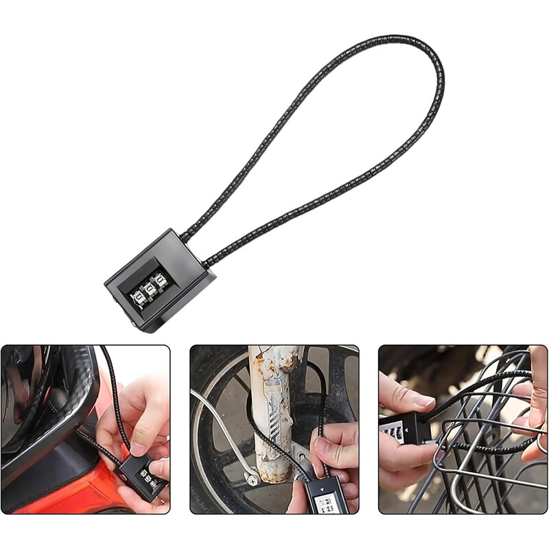 3 skaitmenų kombinuotas užraktas, kombinuotas kabelio užraktas – įbrėžimams atspari dažų apdaila, skirta namų užrakinti ir saugai