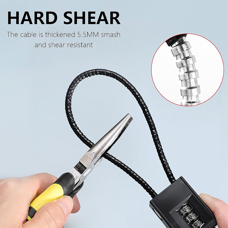 3 skaitmenų kombinuotas užraktas, kombinuotas kabelio užraktas – įbrėžimams atspari dažų apdaila, skirta namų užrakinti ir saugai