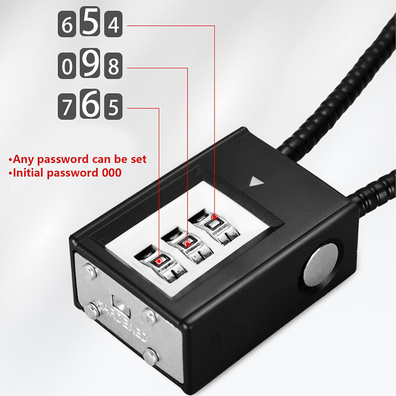 3 skaitmenų kombinuotas užraktas, kombinuotas kabelio užraktas – įbrėžimams atspari dažų apdaila, skirta namų užrakinti ir saugai