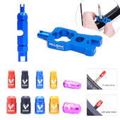 4 IN 1 vārsta serdes noņemšanas rīks un alumīnija velosipēda Presta vārsta vāciņš Schrader vārsta vāks, putekļu necaurlaidīgs MTB šosejas velosipēdam