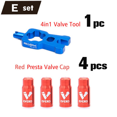 4 IN 1 vārsta serdes noņemšanas rīks un alumīnija velosipēda Presta vārsta vāciņš Schrader vārsta vāks, putekļu necaurlaidīgs MTB šosejas velosipēdam