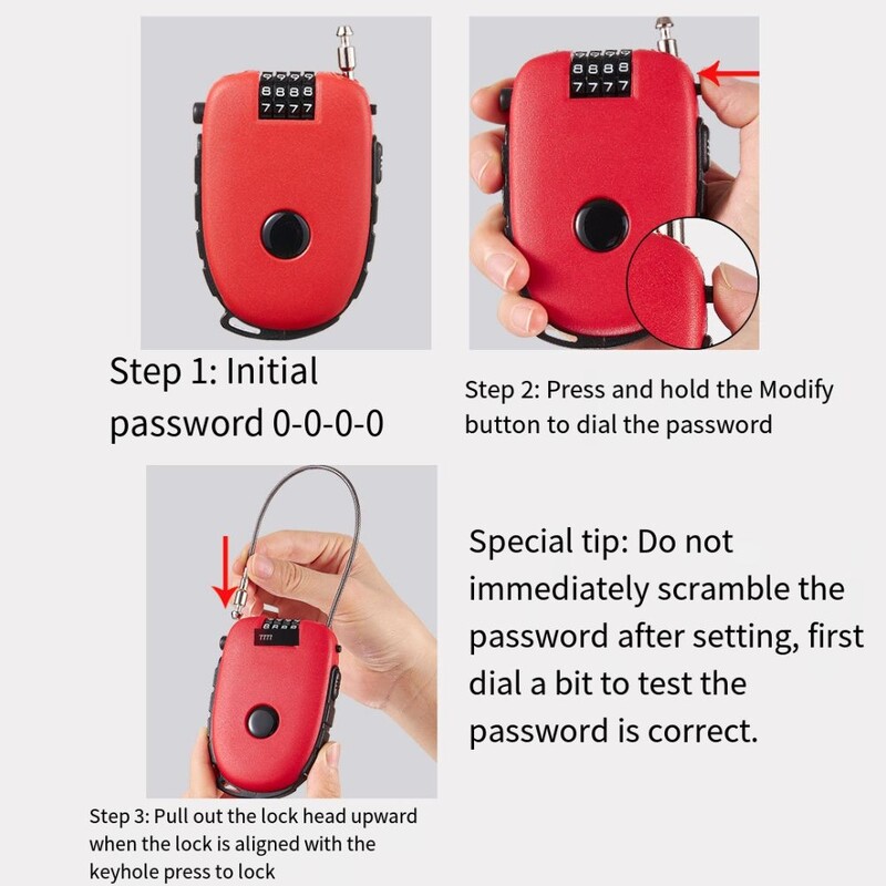 Pretaizdzīšanas motocikla ķiveres slēdzene, 4 ciparu izvelkama motocikla piekaramā slēdzene, atiestatāma kombinētā bloķēšanas riteņa paroles bloķēšanas bagāža