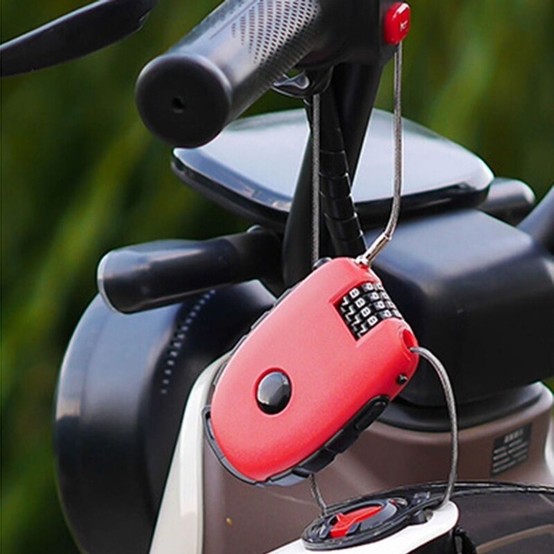 Pretaizdzīšanas motocikla ķiveres slēdzene, 4 ciparu izvelkama motocikla piekaramā slēdzene, atiestatāma kombinētā bloķēšanas riteņa paroles bloķēšanas bagāža