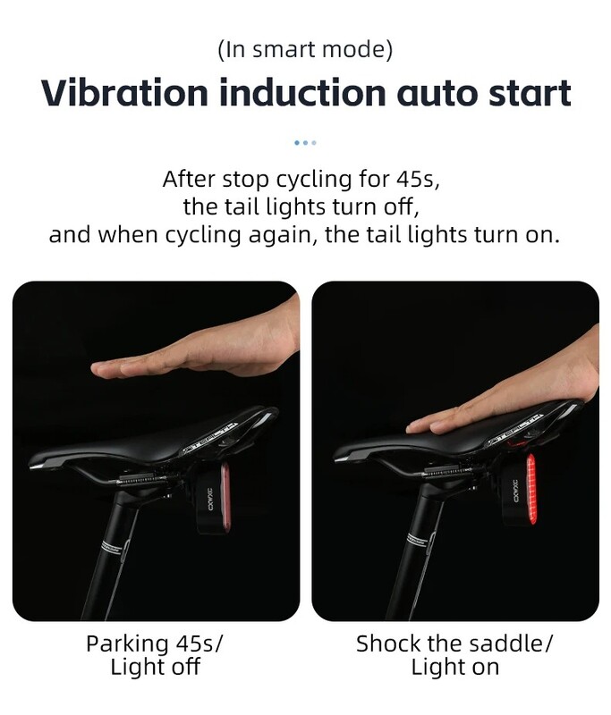 Velosipēda bremžu sensors Aizmugurējais lukturis 6 apgaismojuma režīmi Viedie aizmugurējie lukturi IP6 ūdensizturīgi 800mAh C tipa velosipēda lukturi riteņbraukšanas drošība