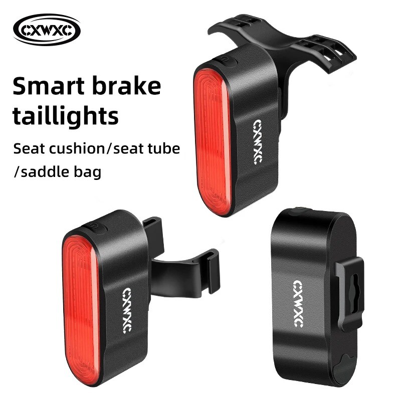 Velosipēda bremžu sensors Aizmugurējais lukturis 6 apgaismojuma režīmi Viedie aizmugurējie lukturi IP6 ūdensizturīgi 800mAh C tipa velosipēda lukturi riteņbraukšanas drošība