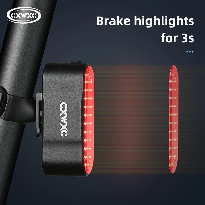 Velosipēda bremžu sensors Aizmugurējais lukturis 6 apgaismojuma režīmi Viedie aizmugurējie lukturi IP6 ūdensizturīgi 800mAh C tipa velosipēda lukturi riteņbraukšanas drošība