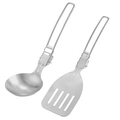 Saliekamā lāpstiņa karote lāpsta Ēdienu virpotājs saliekamā karote nerūsējošais tērauds āra kempings BBQ gatavošanas galda piederumi piknika piederumi