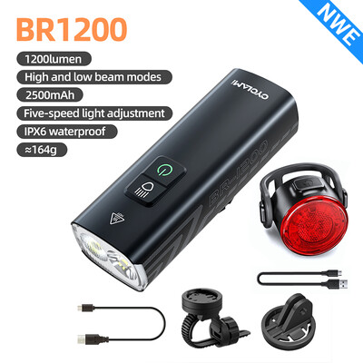 CYCLAMI velosipēda lukturis 1200LM T6 LED uzlādējams komplekts šosejas MTB velosipēda priekšējais aizmugurējais priekšējo lukturu lukturis lukturītis riteņbraukšanas lukturu grupa