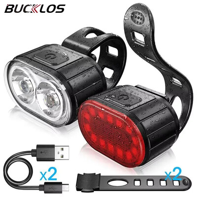 BUCKLOS Set de lumini pentru bicicletă Lumini față și spate Lampă cu LED pentru bicicletă Lanternă de ciclism reîncărcabilă prin USB pentru lanternă de bicicletă de drum MTB