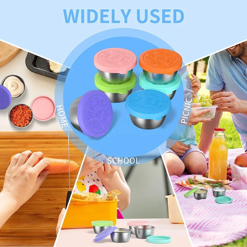 1 kom posuda za preljev za salatu sa čašom od nehrđajućeg čelika za višekratnu upotrebu od 1,35 oz/40 ml i nepropusnim silikonskim poklopcima za kutiju za ručak i piknik