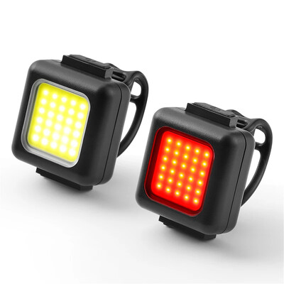 Velosipēda priekšējais aizmugurējais lukturis Mini LED uzlādējams COB velosipēda priekšējais lukturis, ūdensnecaurlaidīgs, viegli uzstādāmi riteņbraukšanas piederumi