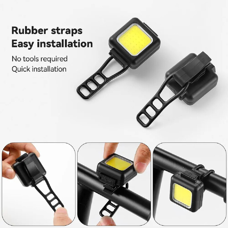 Velosipēda priekšējais aizmugurējais lukturis Mini LED uzlādējams COB velosipēda priekšējais lukturis, ūdensnecaurlaidīgs, viegli uzstādāmi riteņbraukšanas piederumi
