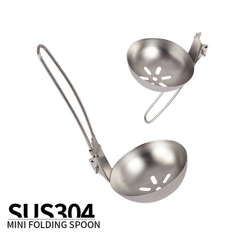 Āra salokāma karote nerūsējošā tērauda zupas kauss Rievota karote ar saliekamu rokturi Karstā katla zupas karote kempinga pārgājieniem