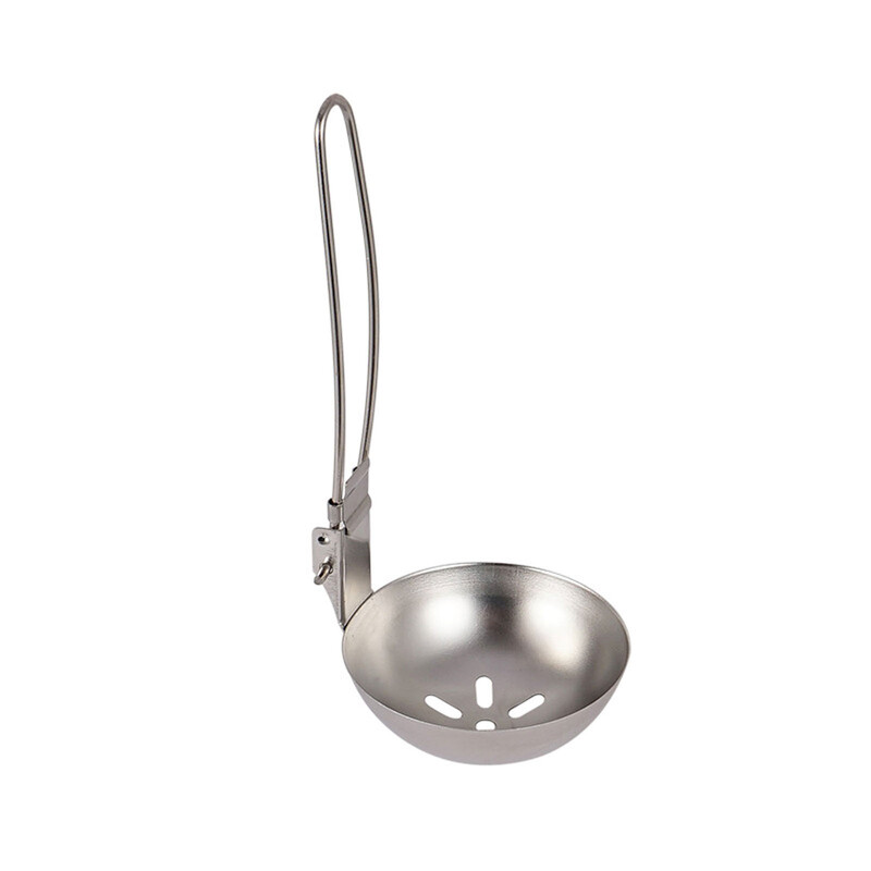 Āra salokāma karote nerūsējošā tērauda zupas kauss Rievota karote ar saliekamu rokturi Karstā katla zupas karote kempinga pārgājieniem