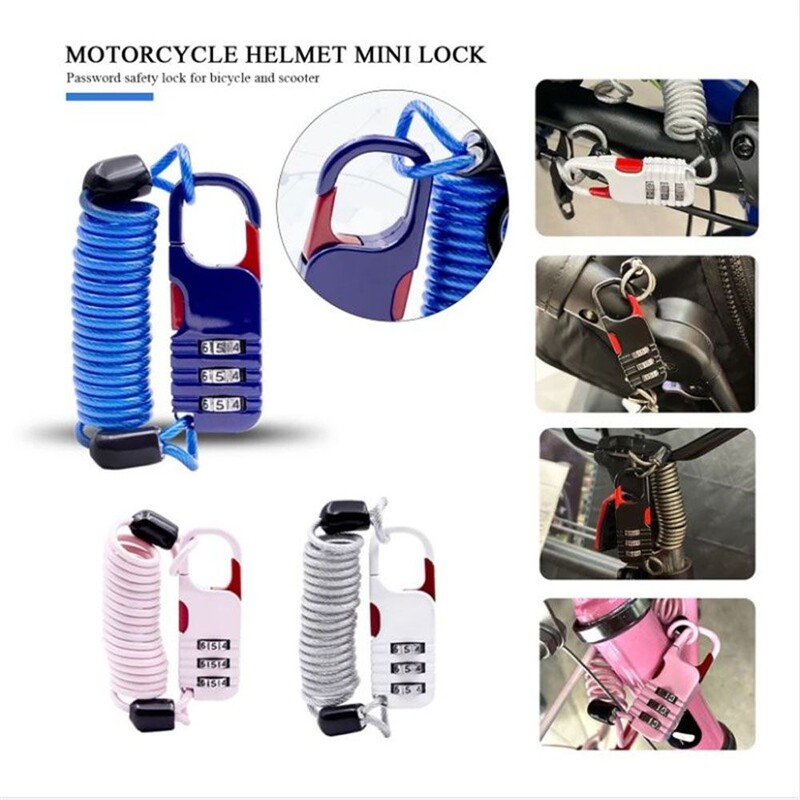 Patvarus mini kabelinis užraktas, apsaugantis nuo vagystės, 3 skaitmenų kombinuotas slaptažodis Apsaugos užraktas Laidinis užraktas Šalmas užraktas dviračio užraktas