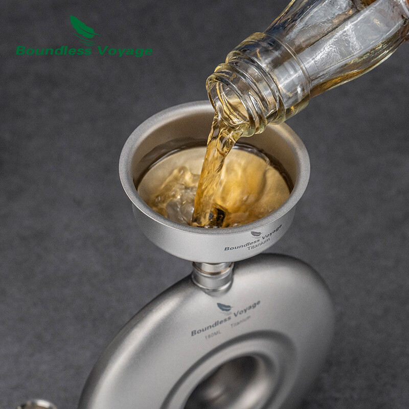 Boundless Voyage Pâlnie din titan Accesorii pentru balon de șold Pâlnie de bucătărie pentru transferul lichidelor și umplerea sticlelor și recipientului
