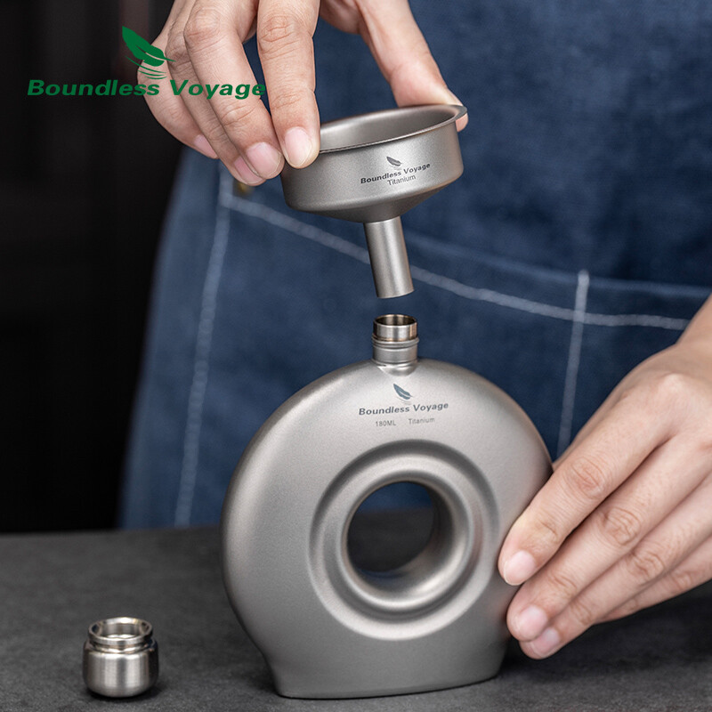 Boundless Voyage Pâlnie din titan Accesorii pentru balon de șold Pâlnie de bucătărie pentru transferul lichidelor și umplerea sticlelor și recipientului