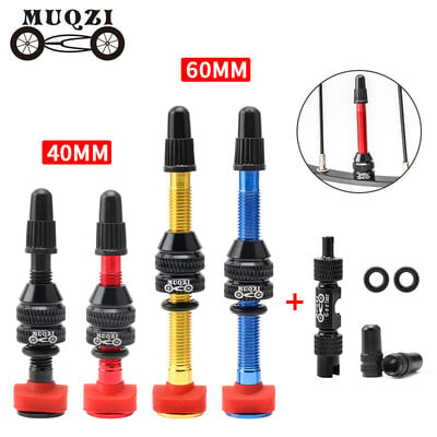 MUQZI 2 buc. 40/60 mm supapă fără cameră pentru bicicletă F/V Presta MTB MTB supapă anvelopă pentru bicicletă de drum CNC niplu din alamă miez accesorii pentru instrumente