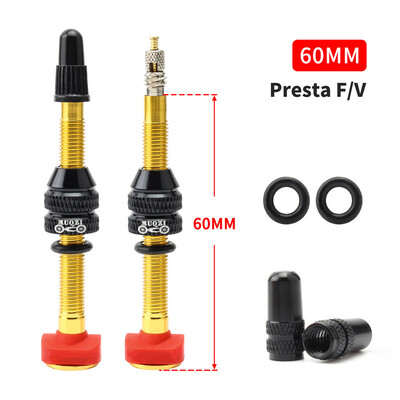 MUQZI 2PCS 40/60MM Biciklistički ventil bez zračnice F/V Presta MTB cestovni bicikl ventil za gume CNC bradavice od legure Mjedena jezgra ventila Dodatna oprema