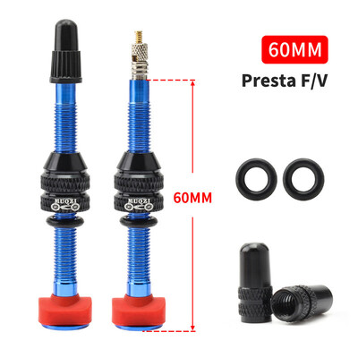 MUQZI 2PCS 40/60MM Biciklistički ventil bez zračnice F/V Presta MTB cestovni bicikl ventil za gume CNC bradavice od legure Mjedena jezgra ventila Dodatna oprema