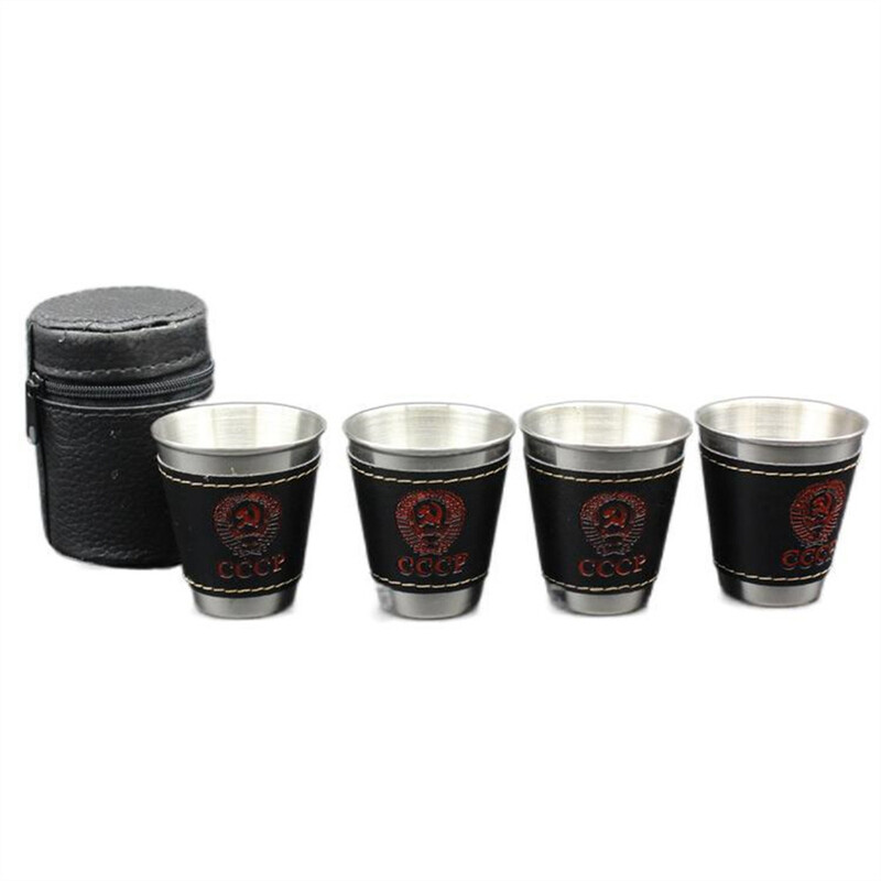 4Gb āra praktisku ceļojumu nerūsējošā tērauda krūzes Mini komplekts glāzes viskija vīnam ar futrālīti pārnēsājami dzērienu trauki 30ml/70ml