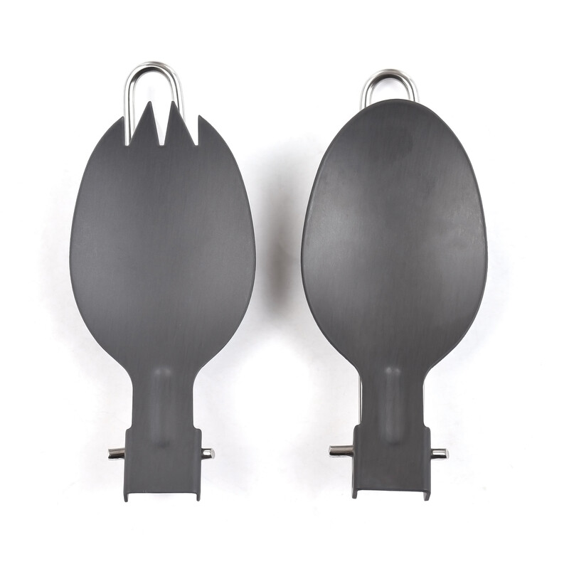 Alumīnija saliekamās karotes un Spork salokāmu kempinga piederumu komplekts kempinga pārgājieniem